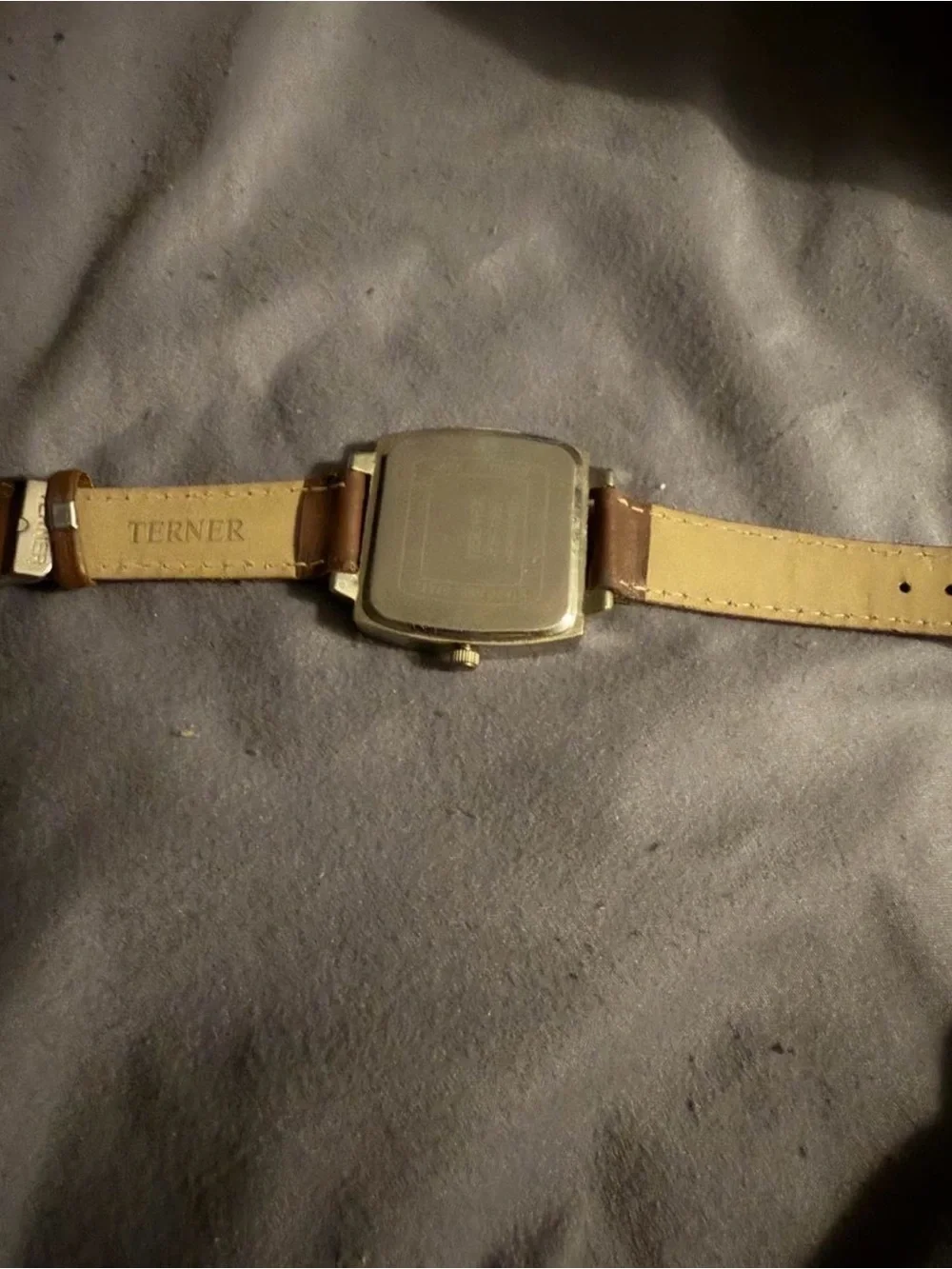 Bijoux Terner Brown Leather Strap Crystal Bezel Quartz Watch